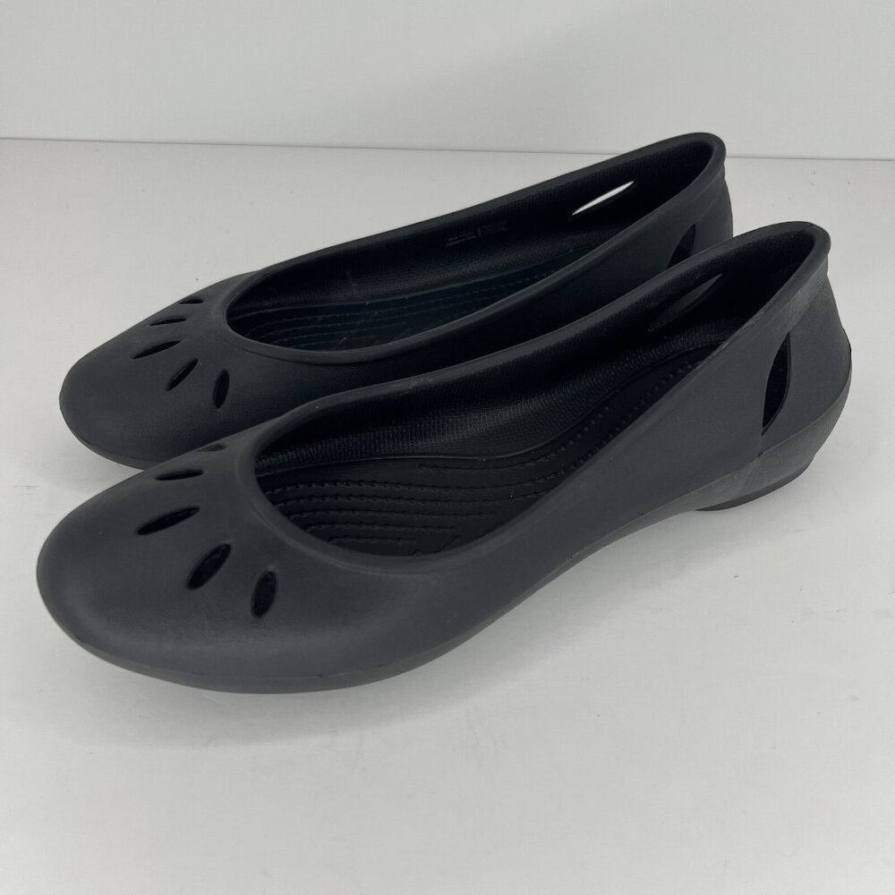 Crocs Kadee Ballet Flats Womens Size 9 Solid Black Slip-On Comfort Water Shoes